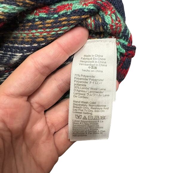 J. Crew Puff Sleeve Navy Heather Emerald Fair Isle Crewneck Sweater XXS Wool - Picture 4 of 7